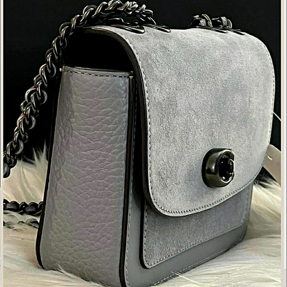 COACH MADISON GRAY PEBBLE LEATHER & SUEDE CROSSBODY BAG NWT W/DUSTBAG RARE - Picture 16 of 16